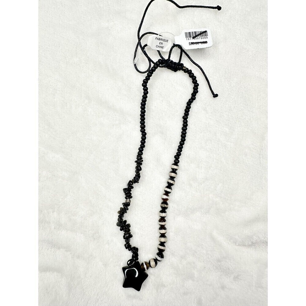 NEW Free People Arrow Choker in Black Star Beaded Bohemian Necklace Layering